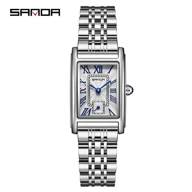 SANDA 1116 - Reloj de pulsera analógico para mujer, diseño elegante, esfera rectangular, resistente al agua, movimiento de cuarzo, ideal para negocios, 2024