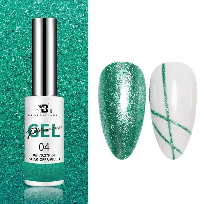 Esmalte de uñas en gel semipermanente, efecto espejo metálico, cromado, superbrillante, francés, UV LED, 5 ml, dorado y plateado.