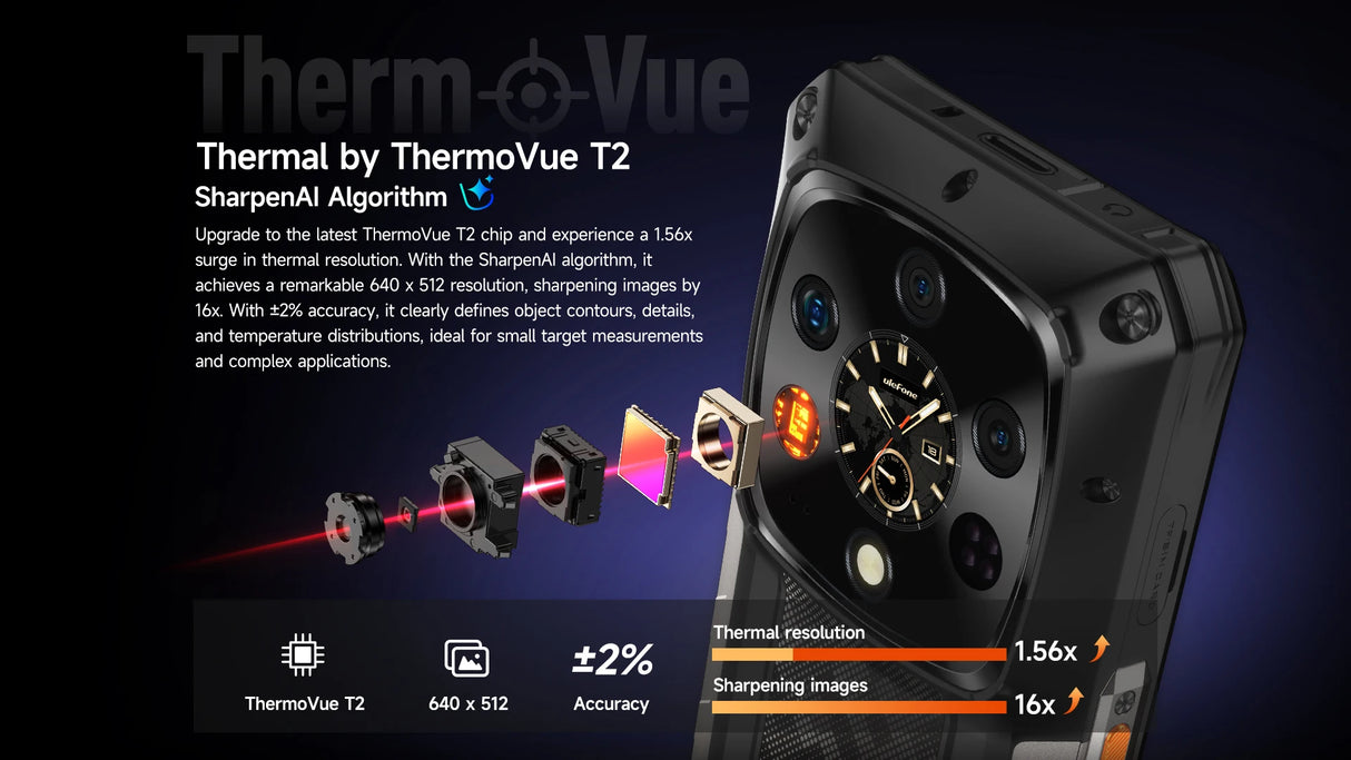 Teléfono robusto Ulefone Armor 28 Ultra 5G con imagen térmica por IA, Dimensity 9300+, 1 TB de ROM, 32 GB de RAM, Android, AMOLED