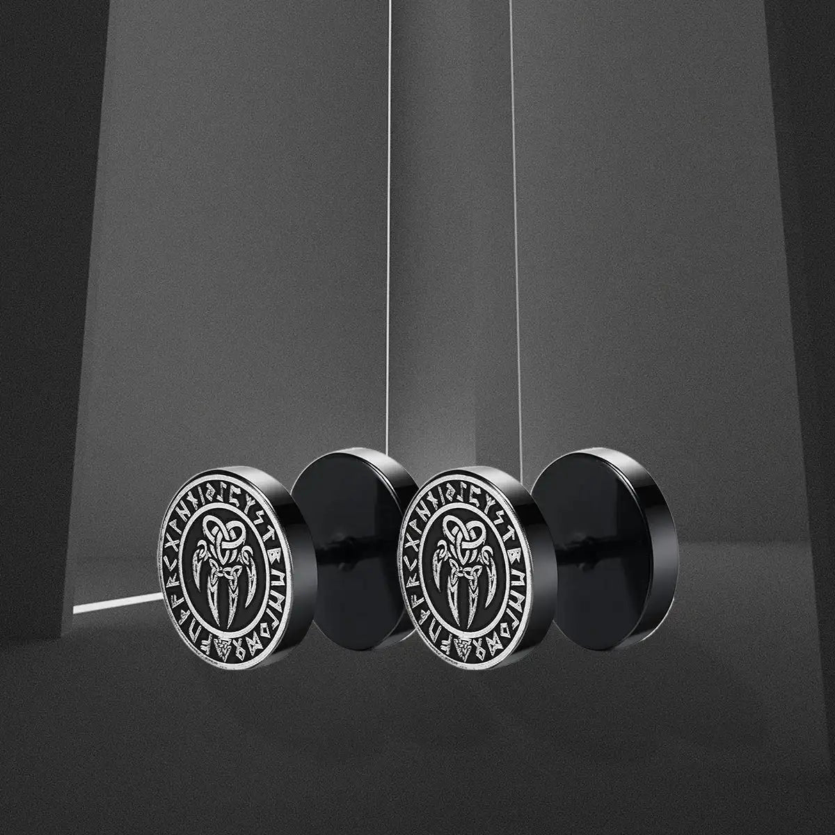 Gothic Norse Viking Runes Stud Earrings for Men Boys,Rock Punk Stainless Steel Valknut Wolf Head Compass Celtic Knot Earrings - Lootquake