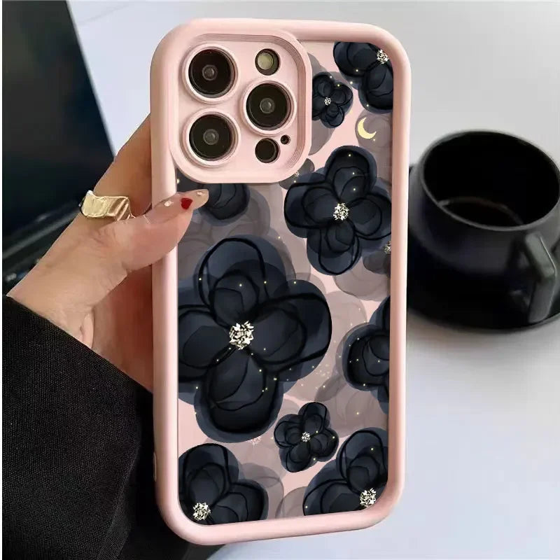 Funda para teléfono con flor de diamante