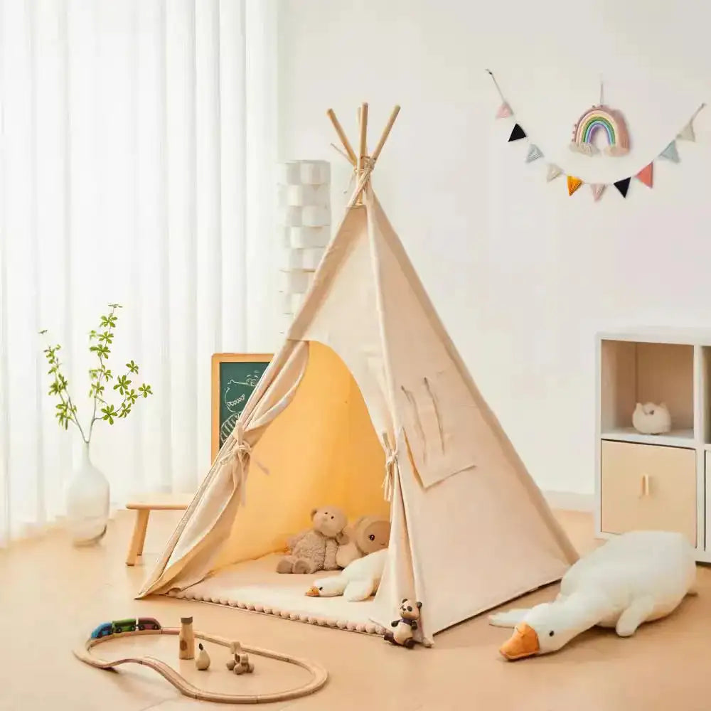 Portable Teepee Tent Large Play House for Children Tents Kids Canvas Indian Play Tent Wigwam Child Tipi Room Decoration - Lootquake
