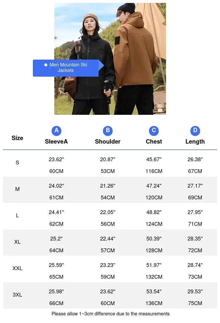 Autumn Men's Mountain Ski Jackets Outdoor Windbreaker Hiking Hooded Coats for Men Climbing Waterproof Jackets Raincoat Clothing - Lootquake