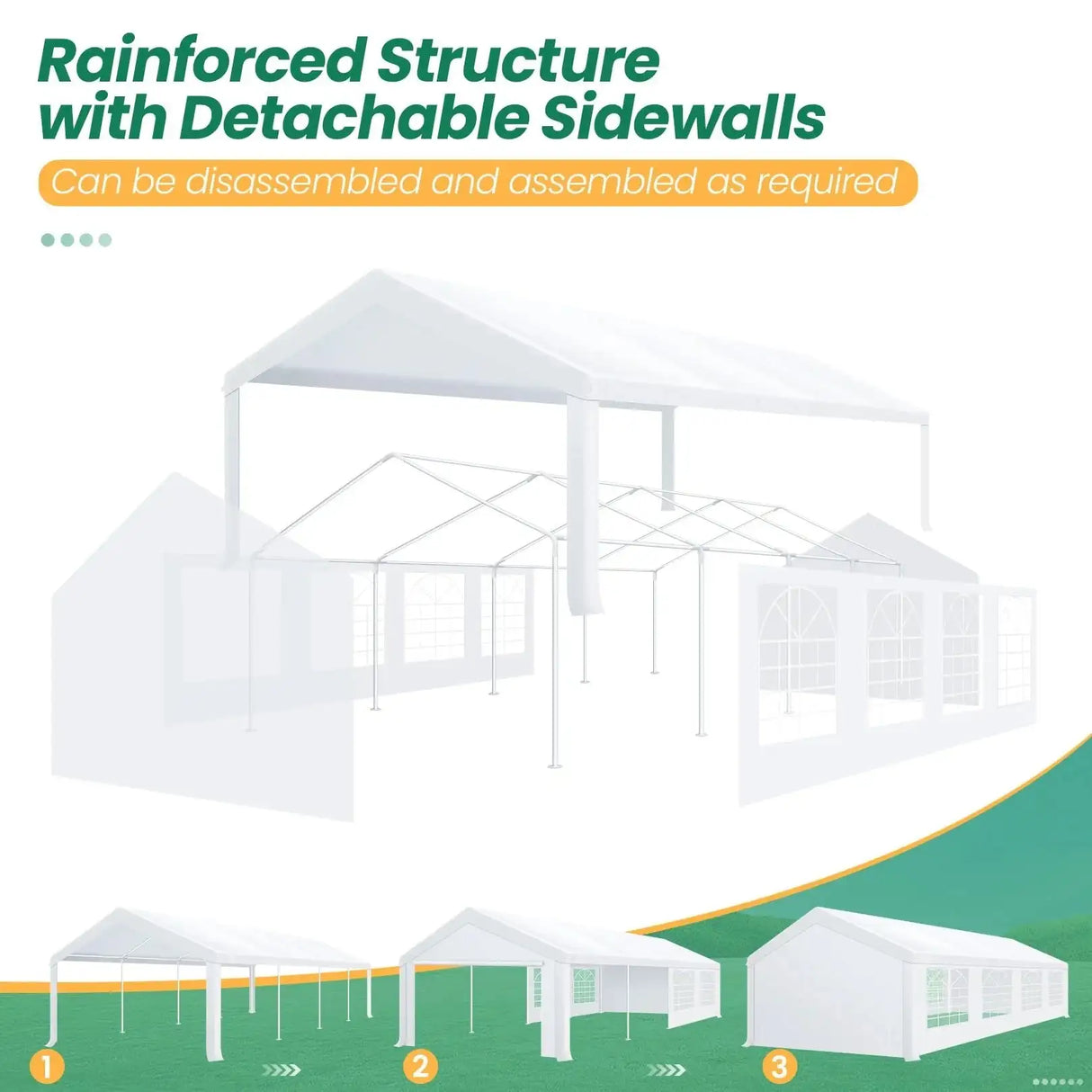 10 x 30 Canopy Tent Heavy Duty, 10x30 Party Tent with Removable Sidewalls & 4 Built-in Sandbags, Wedding Tent UV 50+,Waterproof - Lootquake