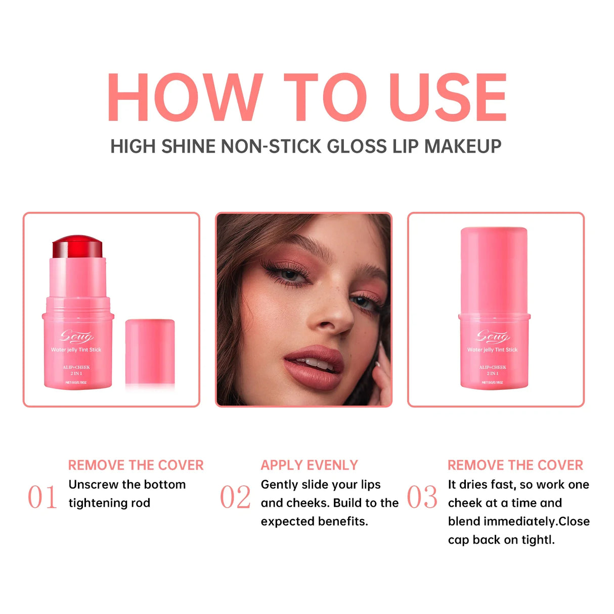 Colorete en polvo 3 en 1, colorete hidratante en barra, maquillaje de belleza, brillo de larga duración, mate, contorno facial, lápiz labial adhesivo.