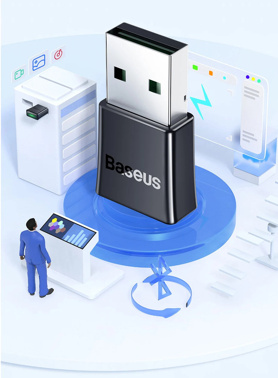 Adaptador USB Bluetooth Baseus, adaptador Bluetooth 5.3 para PC, portátil, altavoz inalámbrico, receptor de audio, transmisor USB.
