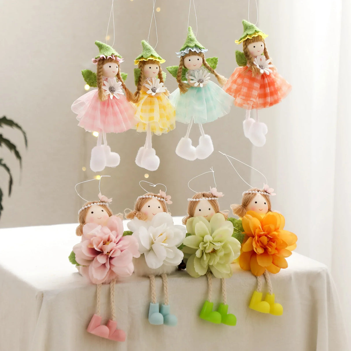 2025 Easter Long Legs Flower Fairy Angel Elf Rabbit Dolls Home Hanging Ornaments Spring Easter Party Supplies Kids Birthday Gift - Lootquake