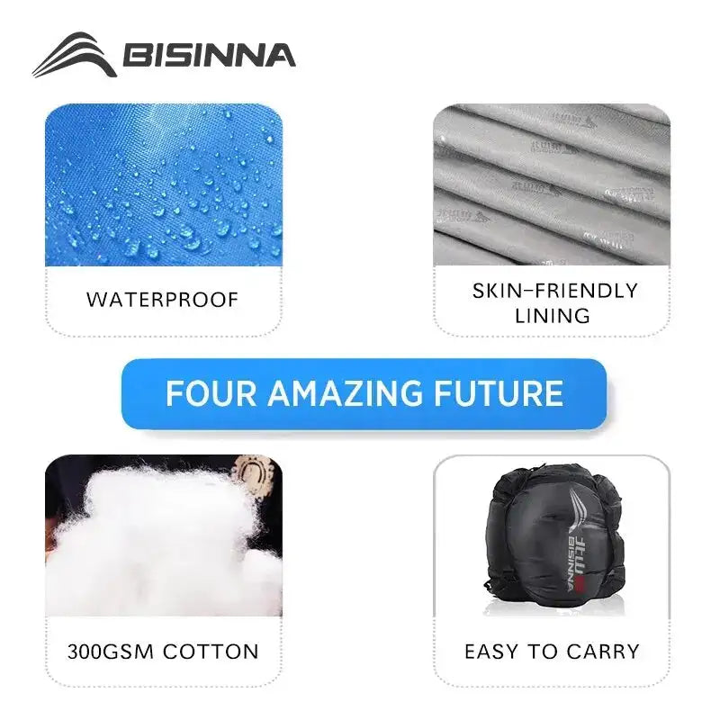 BISINNA Camping Sleeping Bag Ultralight Waterproof Winter Warm Envelope Backpacking Sleeping Bags for Outdoor Traveling Hiking - Lootquake