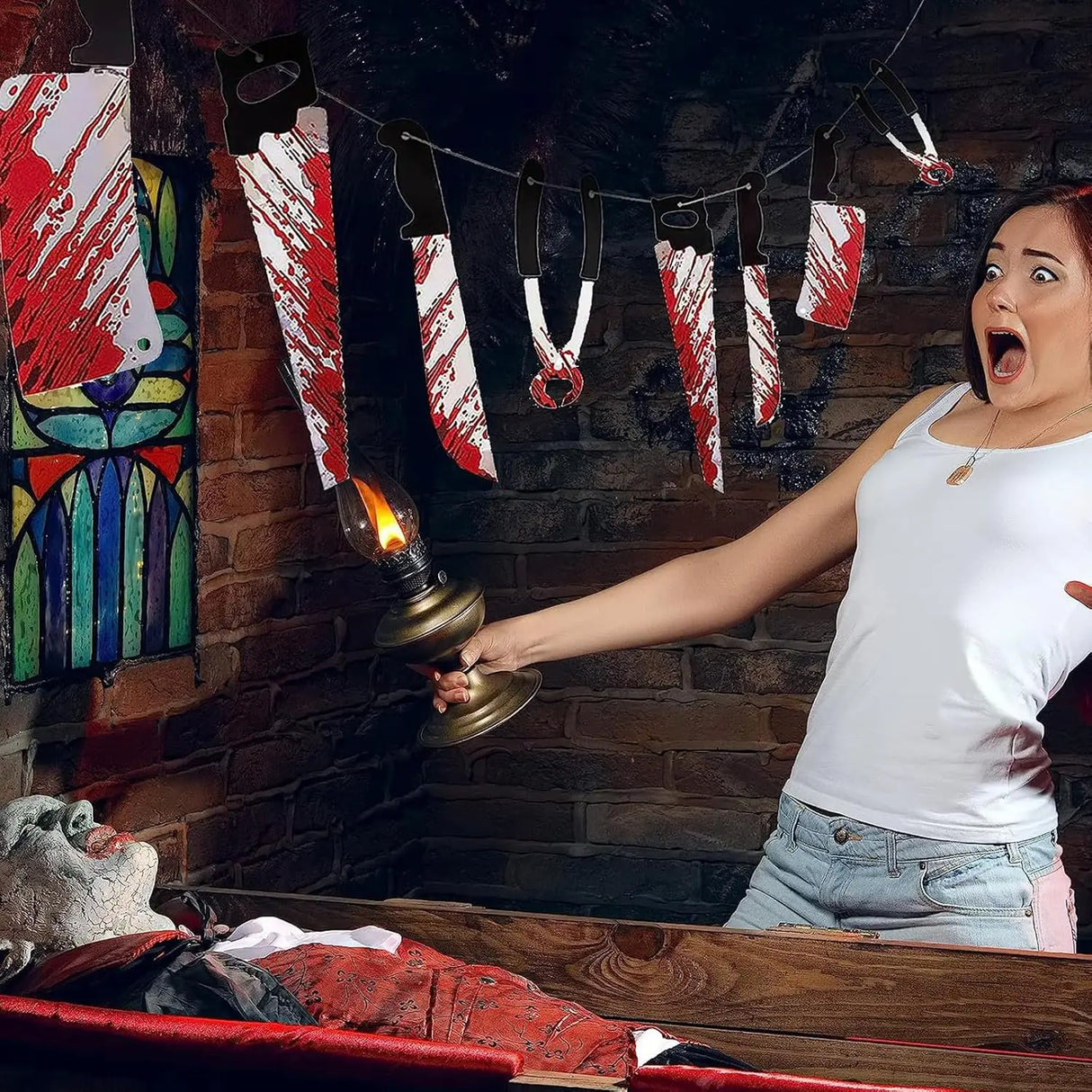 1-4Set Bloody Halloween Banner Horror Hanging Decoration for Haunted House Movie Theme Birthday Carnival Party Halloween Gift