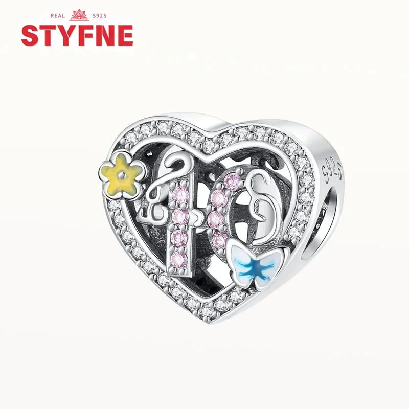 S925 Silver Happy Birthday Charms Love Numbers Celebration Anniversary Serie Beads for Women Diy Original Bracelet Jewelry Gift - Lootquake