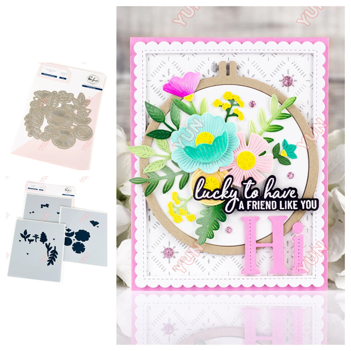 February 2025 New pink Floral Field Metal Cutting Dies Stamp Stencil Hot Foil Set DIY fresh Scrapbook Card Handmade Embossing - Lootquake