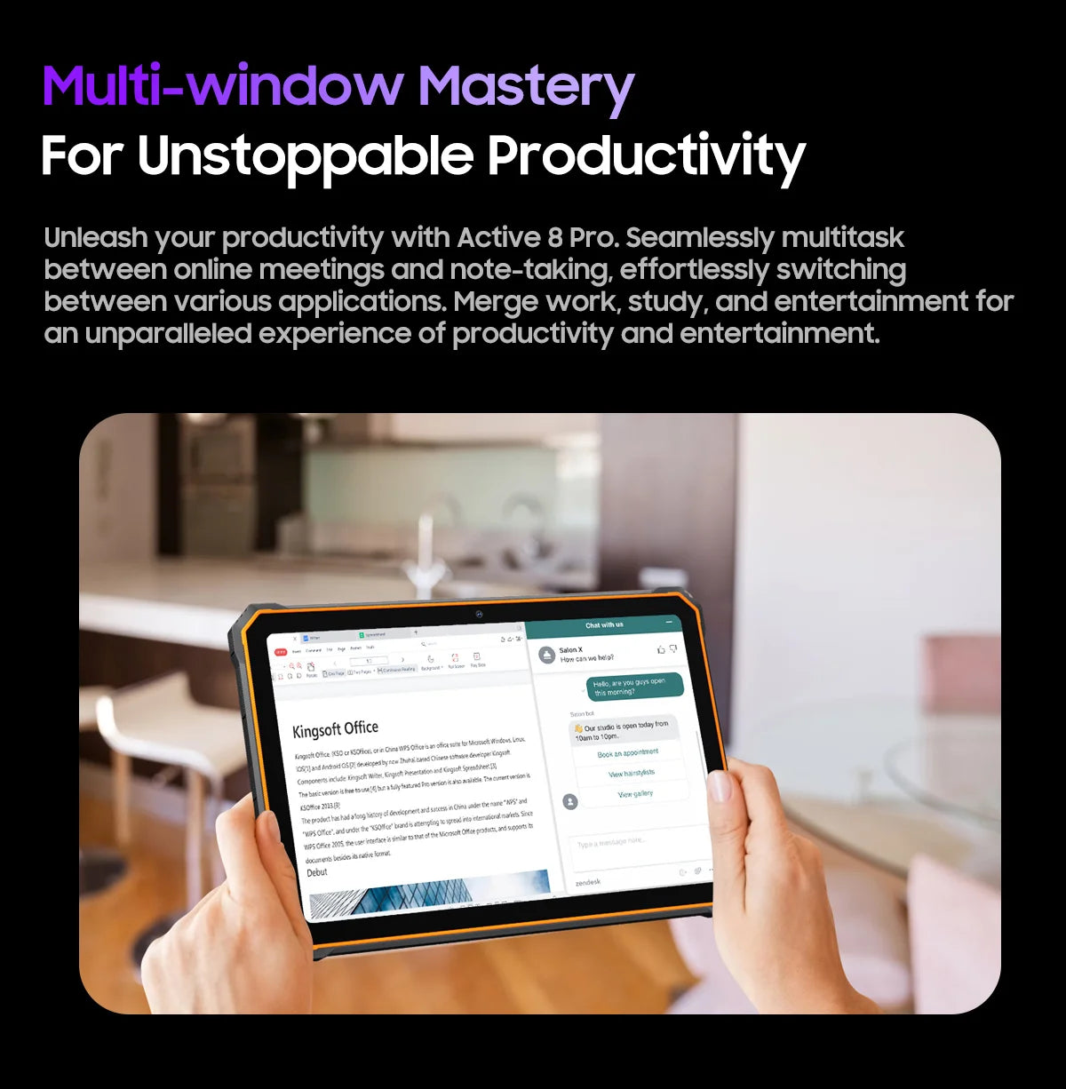 Tablette PC Blackview Active 8 Pro 16 Go 256 Go Batterie 22 000 mAh Android 13 Écran 2,4 K 10,36 pouces Caméra 16 Mpx + 48 Mpx Tablette robuste