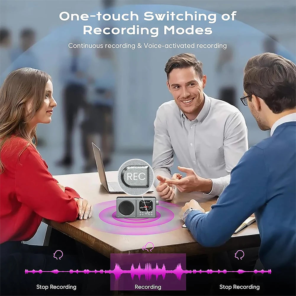 Altavoces inalámbricos Bluetooth 5.4 de 87,5-108 MHz, radio FM portátil para exteriores, reproductor de música MP3, compatible con auriculares, tarjeta TF, reloj con vídeo.