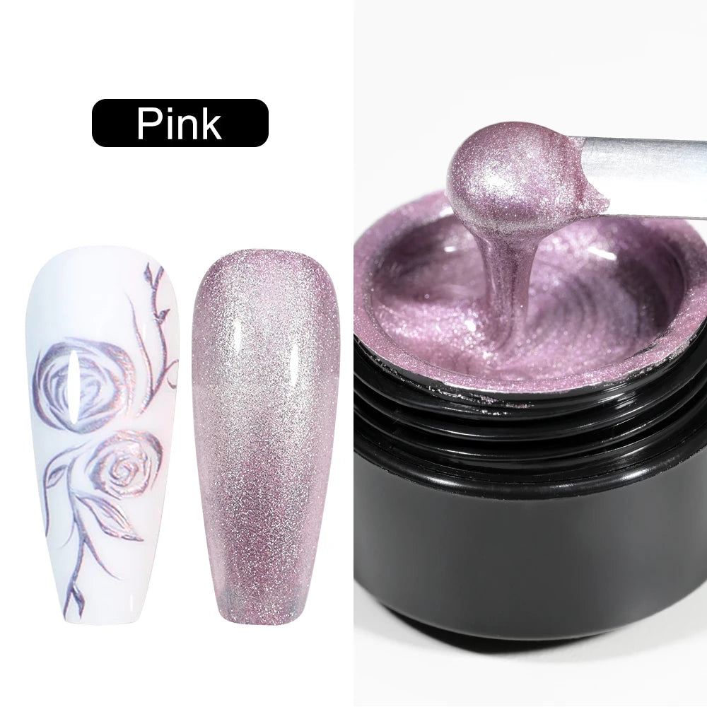 8ml Silver Mirror Metallic Nail Gels Polish UV Soak Off Paint Gel Polish Flower Drawing Gold Superbright Nails Lacquer UV Gel #*