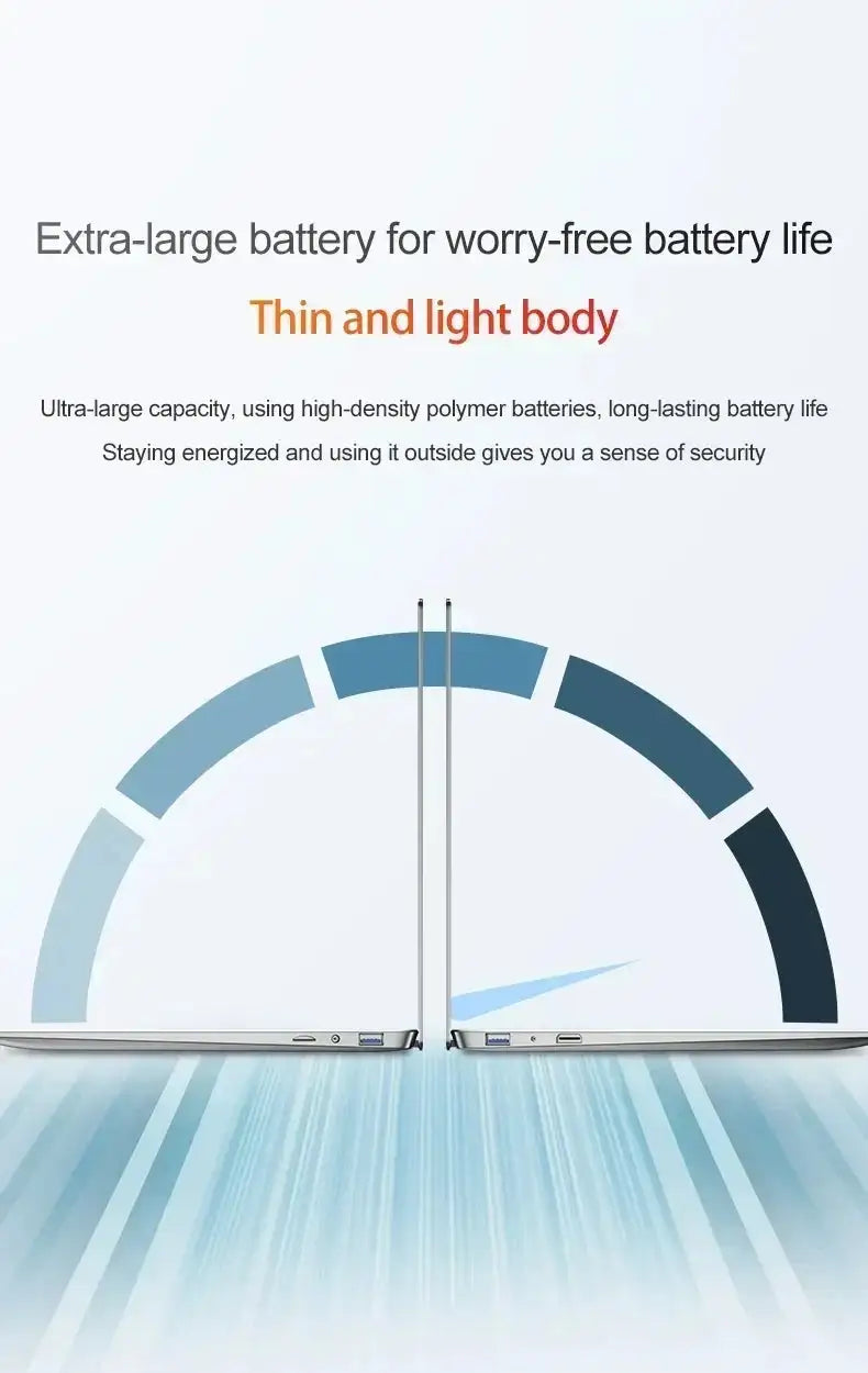 Ultra Slim 14.1" Laptop 16GB RAM 2TB SSD Intel N3700 Notebook Gamer Windows 11 Pro 1920*1080 Display Office Study Computer PC - Lootquake