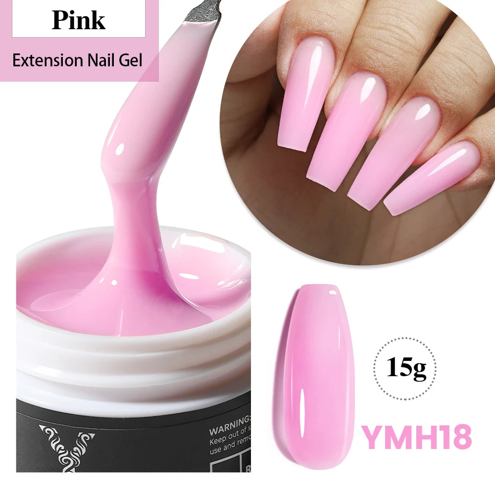 Esmalte de uñas en gel YOKEFELLOW de 15 g, color rosa nude, transparente, para construcción, extensión, remojo, UV LED, acrílico.