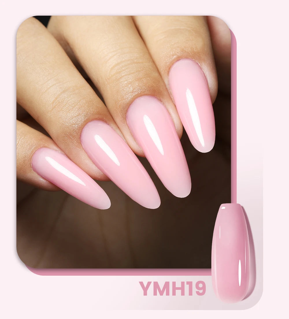 Esmalte de uñas en gel YOKEFELLOW de 15 g, color rosa nude, transparente, para construcción, extensión, remojo, UV LED, acrílico.