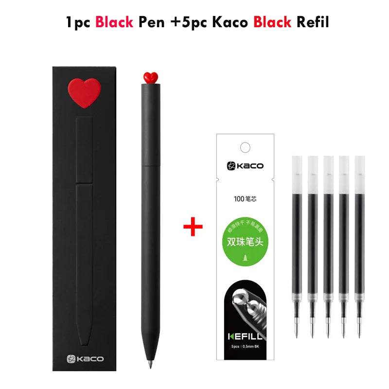 Juegos de bolígrafos de gel KACO, útiles escolares y de oficina para niños, de 0,5 mm de alta capacidad, con forma de corazón o signo del zodiaco, artículos de escritura, regalos de amor, artículos bonitos.