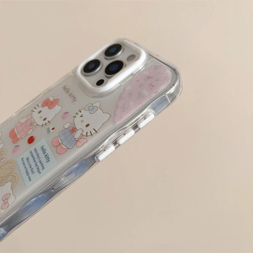 Funda para teléfono con diseño de Hello Kitty, diseño de gatos adorables, a prueba de golpes, color rosa transparente