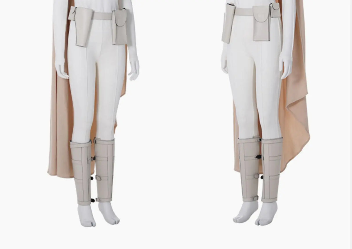 Halloween Costume Star Queen Amidala Cosplay Outfit White Women Suit With Top Pants Cloak Belt Props Shoe Covers Custom Made