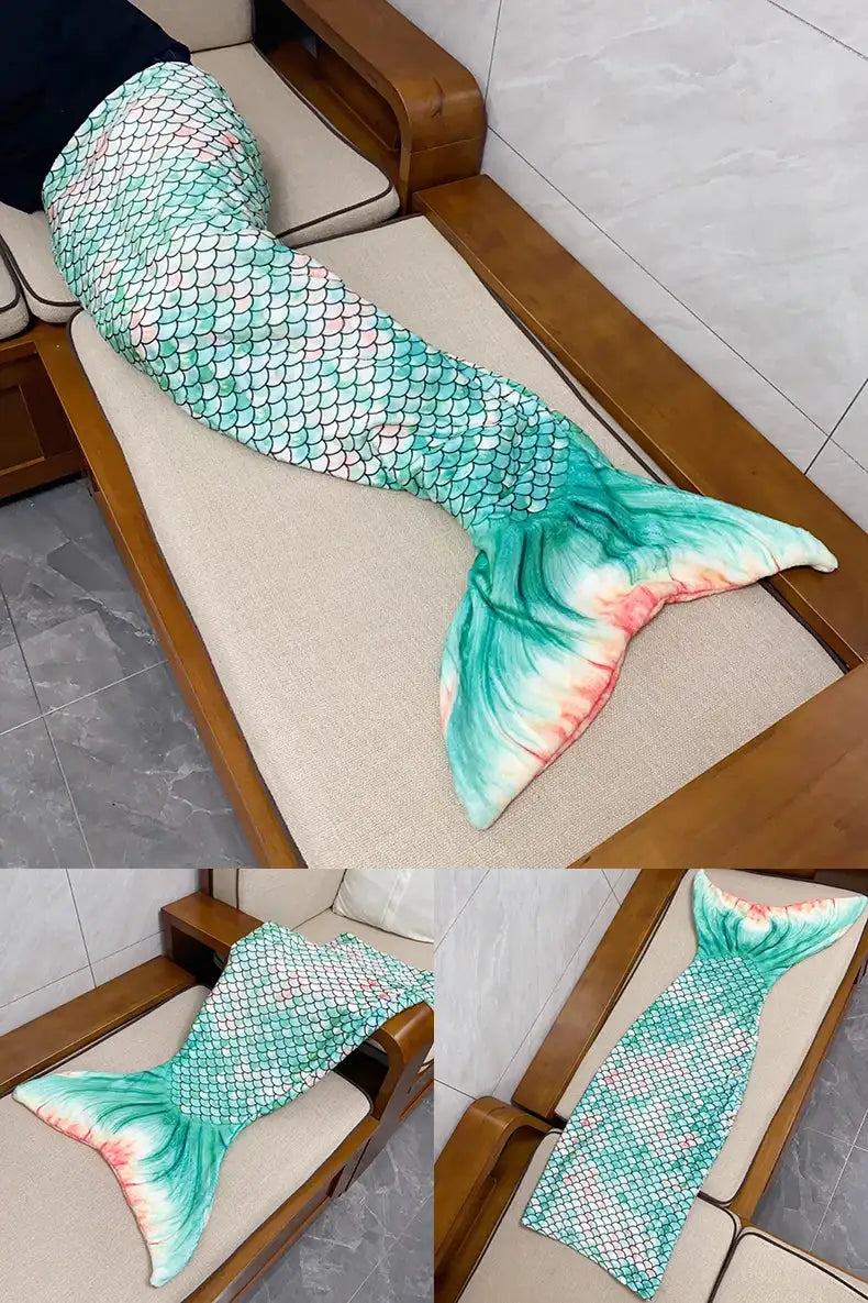 Mermaid Blanket Sleeping Bag Anti Kick Flannel Quilt Soft Fabric High Color Fastness Children Birthday Gift Fish Tail - Lootquake
