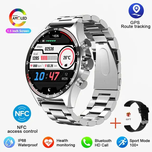 Reloj inteligente deportivo para exteriores con GPS, Bluetooth, llamadas, HD, brújula de monitoreo de salud, IP68, resistente al agua, 2024