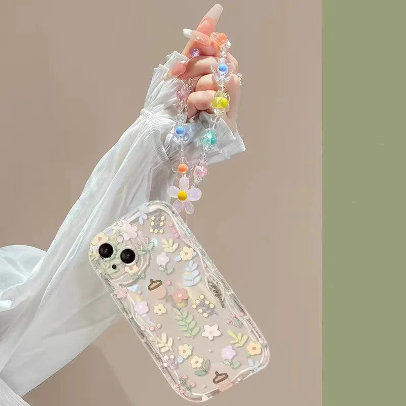 Flower Bracelet Wrist Strap Back Cover Chain Accessory For iPhone