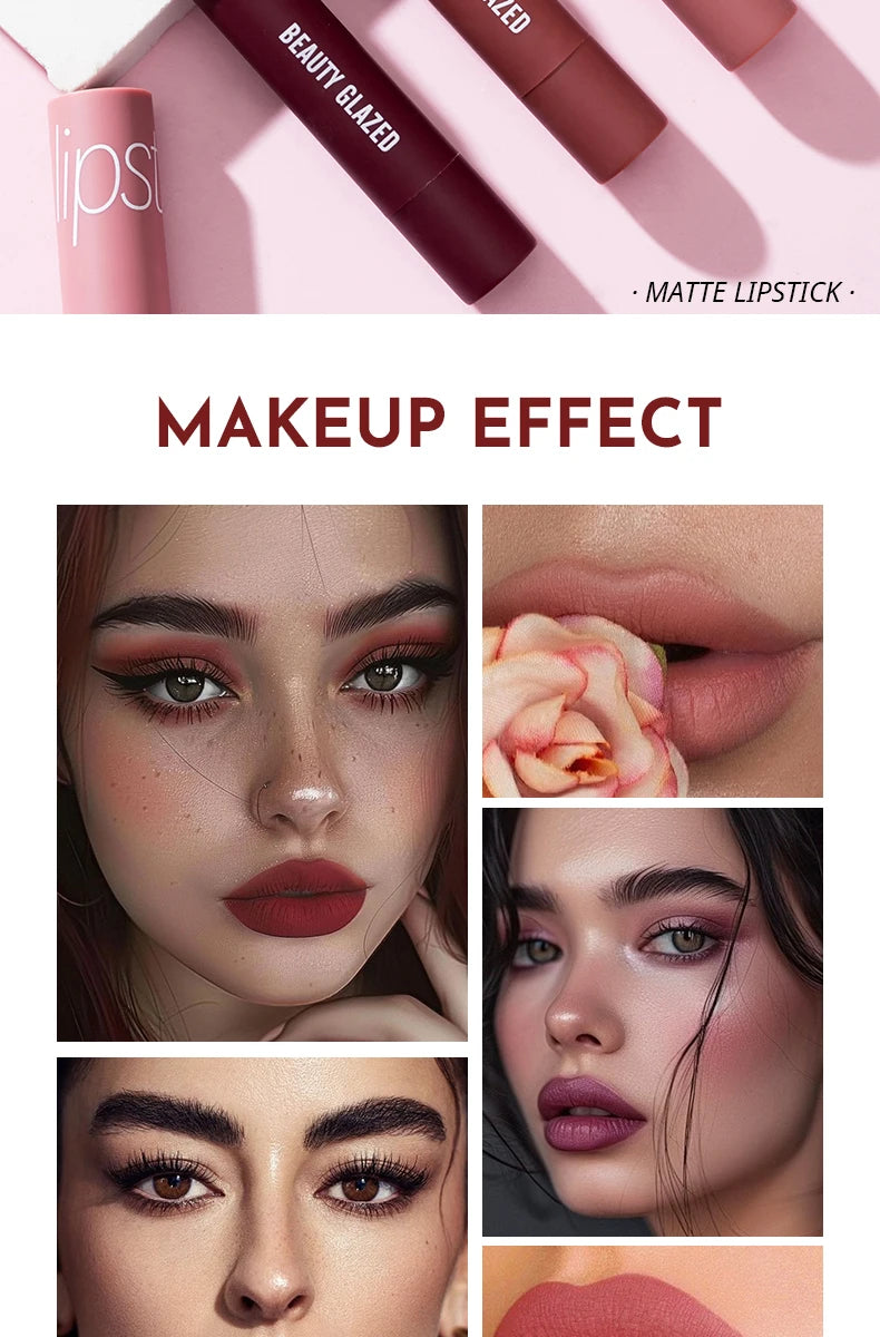 12-Color Matte Waterproof Lipstick Pen - Long-Lasting, Vibrant Berry Tone, Plant-Based Squalane, Smooth Application for All Skin