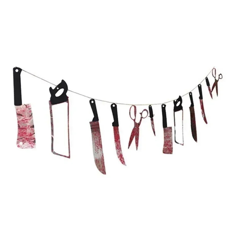 Halloween Decoration Horror House Bloody Weapons Garland Banner Halloween Bar Club Zombie Vampire Party Decorations Supplies