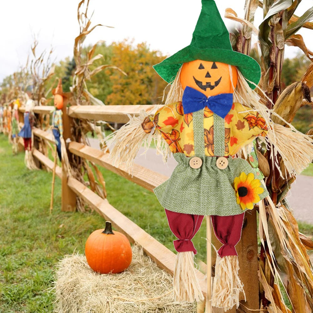 Small Halloween Scarecrow Decoration Fall Harvest Standing Scarecrow Decors Rustic Outdoor Scarecrow Halloween Decor
