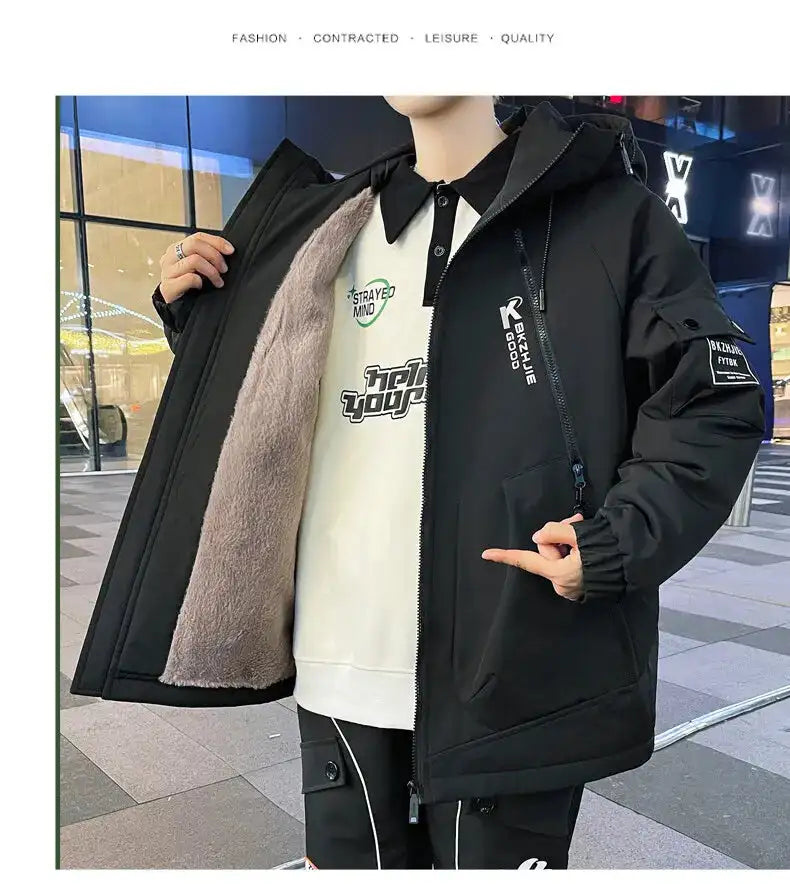 2023 Winter Thicken Fleece Hooded Jackets Mens Waterproof Warm Coats Windbreaker Outwear Males Outdoor - Lootquake