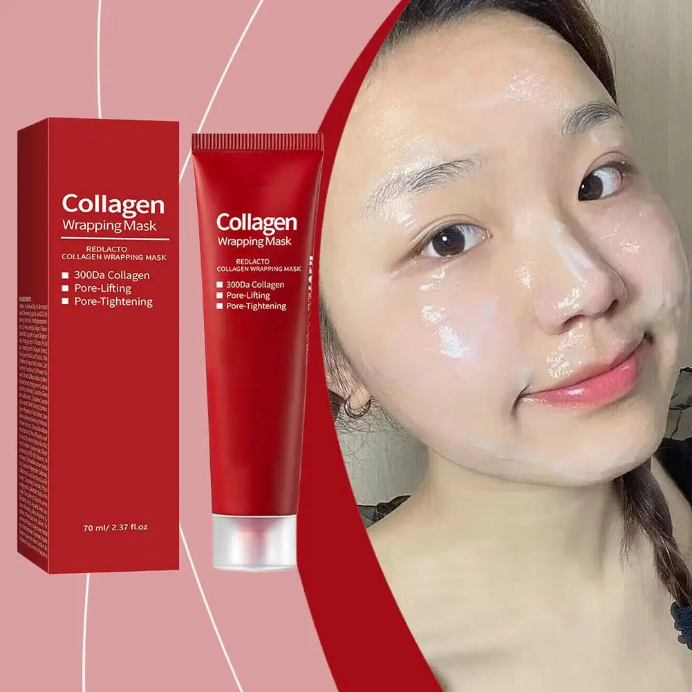 Mascarilla despegable de colágeno, mascarilla hidratante de colágeno rojo lacto, mascarilla envolvente de limpieza profunda, mascarilla facial envolvente nocturna, elasticidad de la piel.