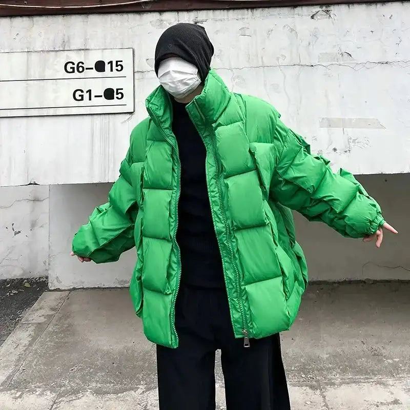 2023 Korean Fashion Thick Winter Jacket Men Parkas Jacket Men Outwear Coats Solid Stand Collar Windbreaker Cotton Padded Jacket - Lootquake