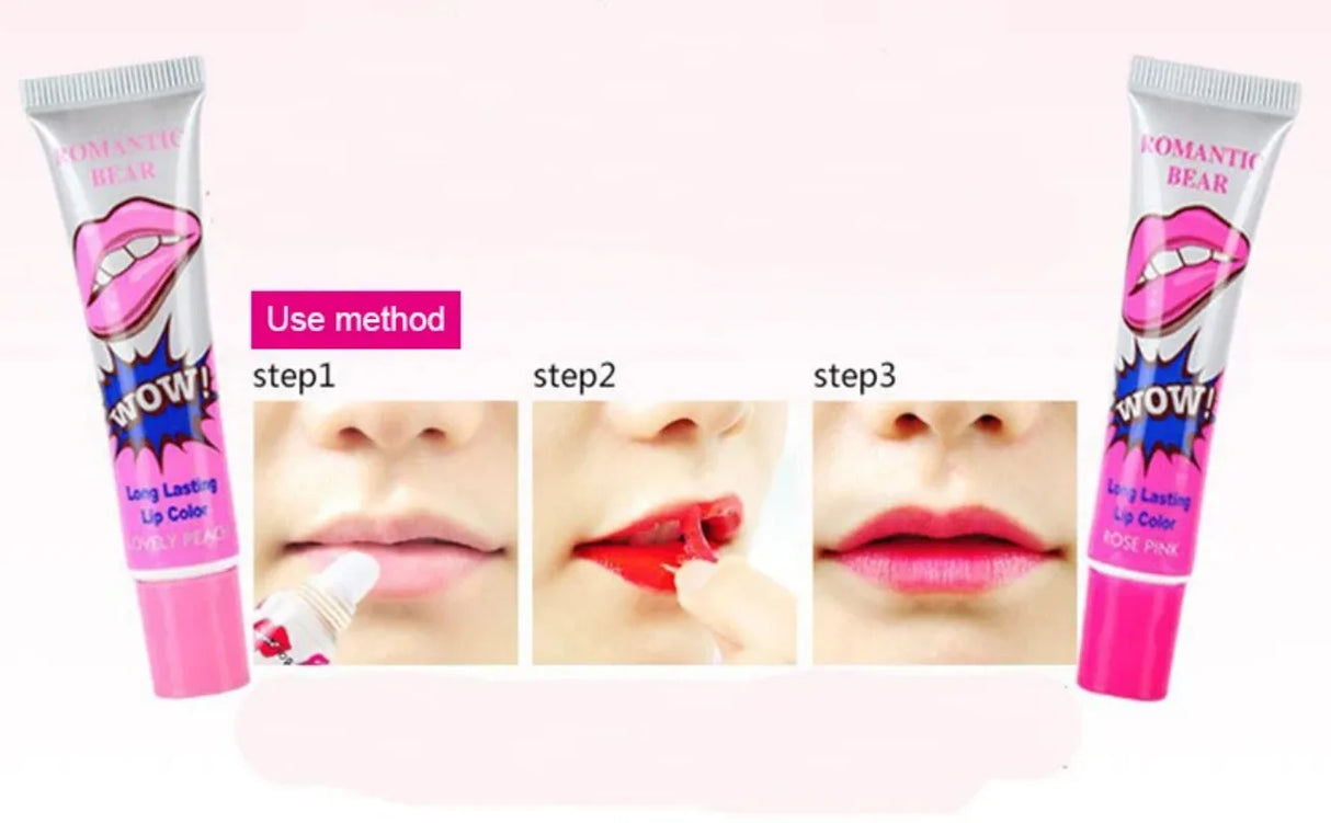 Romantic Bear 6 Colors Peel Off Lipstick Magic Matte Sexy Red Make up Long-lasting Lip Gloss Beauty Wow Impermeavel Lip Stick