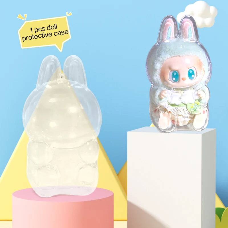 LABUBU Étui transparent pour siège Labubu Étui en plastique Sac à dos Charms
