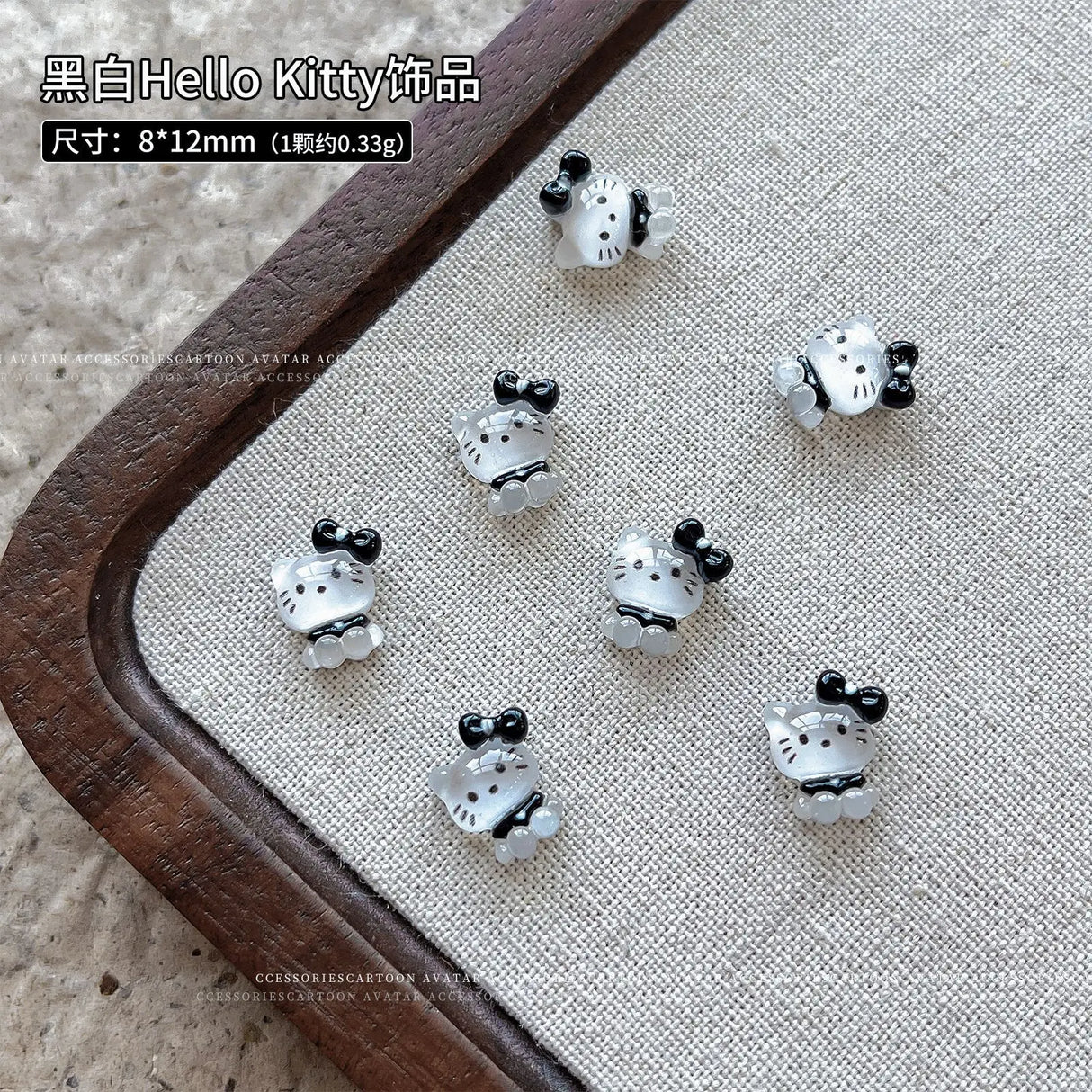 20Pcs Sanrioed Summer Beach Hello Kittys Nail Accessories Cartoon Black Skin Resin Charms Diy Girl Gift Nail Decoration - Lootquake