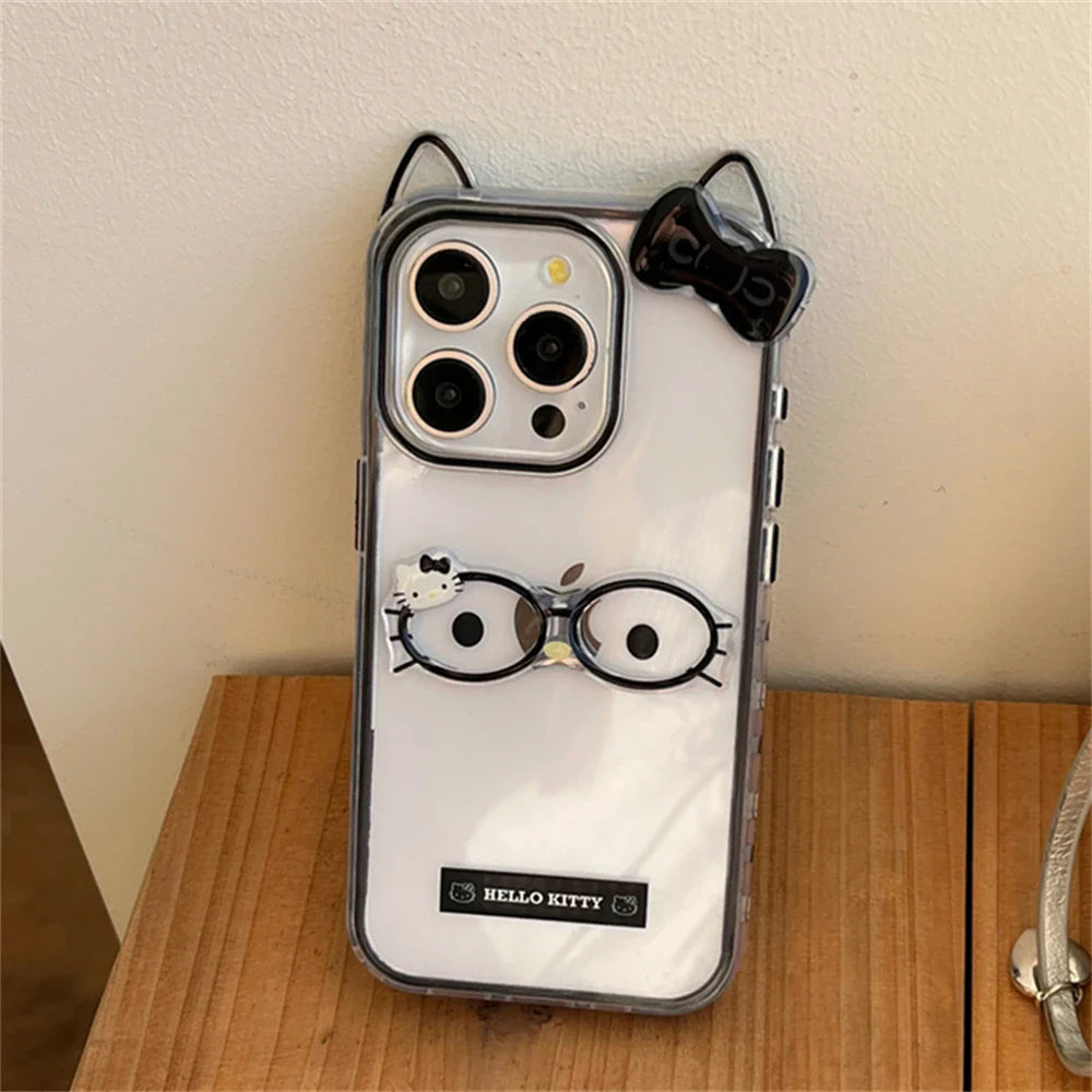Cute Ears Glasses Hello Kitty Phone Case