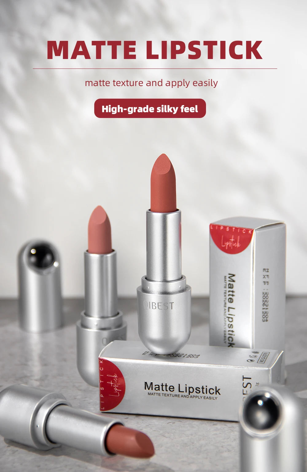 High Quality Professional Lipsticks Nude Matte Lipstick Long Lasting Moisturizing Makeup Sexy Red Lipgloss Tint Lips Cosmetics