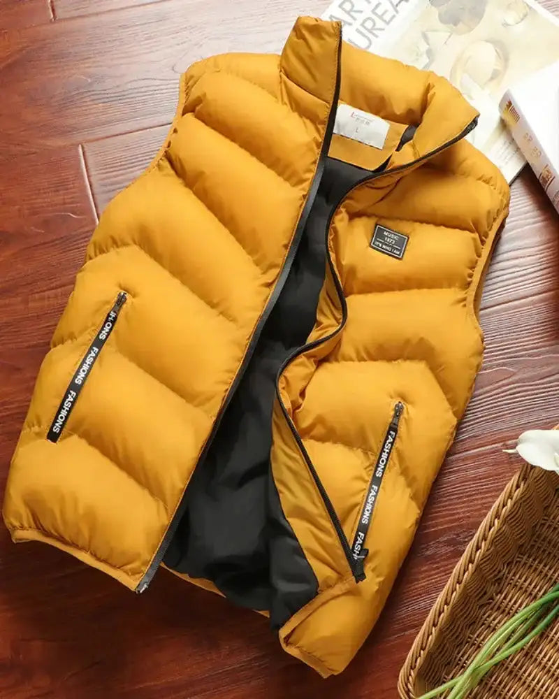 2024 New Puffer Sleeveless Coats Mens Solid Color Down Jacket Winter Warm Vest Jacket Men Waistcoat Outwear Windbreaker Clothing - Lootquake