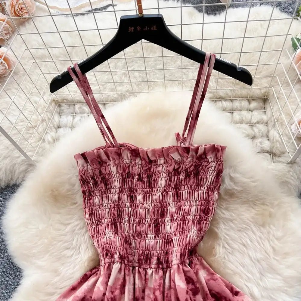 YuooMuoo Korean Fashion Rose Flower Print Romantic Retro Party Dress Summer Elastic High Waist Vacation Long Dress Beach Vestido - Lootquake