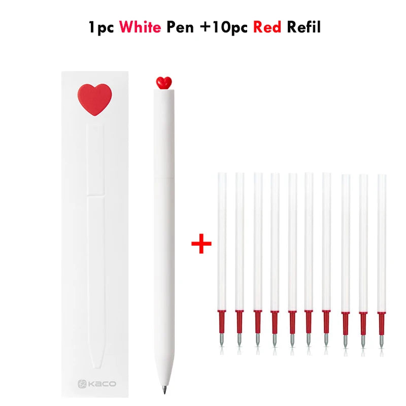 Juegos de bolígrafos de gel KACO, útiles escolares y de oficina para niños, de 0,5 mm de alta capacidad, con forma de corazón o signo del zodiaco, artículos de escritura, regalos de amor, artículos bonitos.