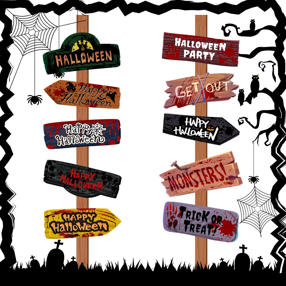 1set Halloween Party decor Welcome Sign Halloween Scary Themed Outdoor Yard Signs Decor Halloween Party Home Garden Decor