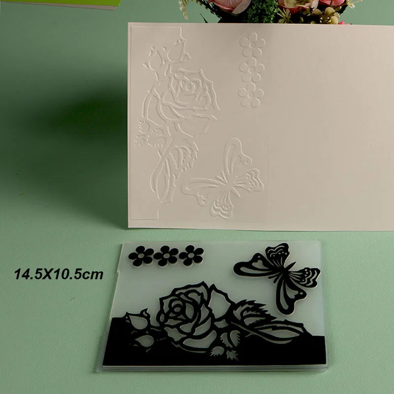 DUOFEN Crafts plastic embossing folder collection 2 paper embossing flower mold Christmas Birthday Easter day wedding - Lootquake