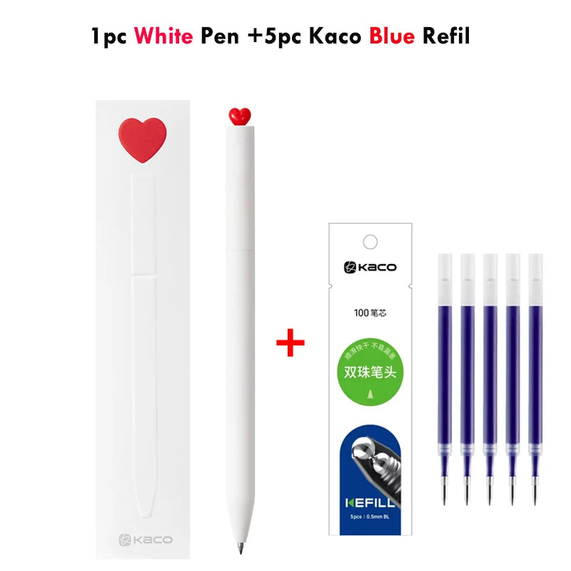 Juegos de bolígrafos de gel KACO, útiles escolares y de oficina para niños, de 0,5 mm de alta capacidad, con forma de corazón o signo del zodiaco, artículos de escritura, regalos de amor, artículos bonitos.