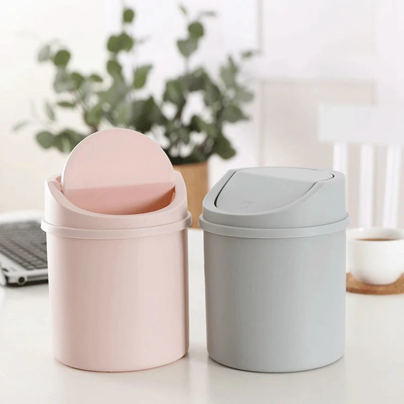 Universal Waste Bin With Lid Desktop Office Organizer Storage Home Garbage Basket Container Table Trash Bin Small Trash Can