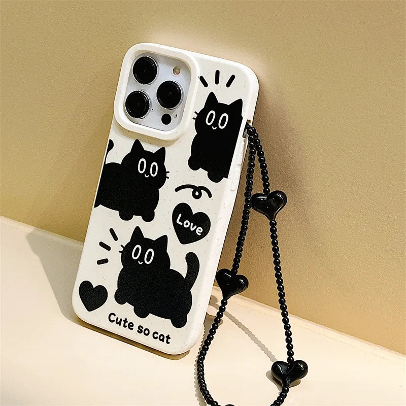 Funda para teléfono con dibujo de gato negro
