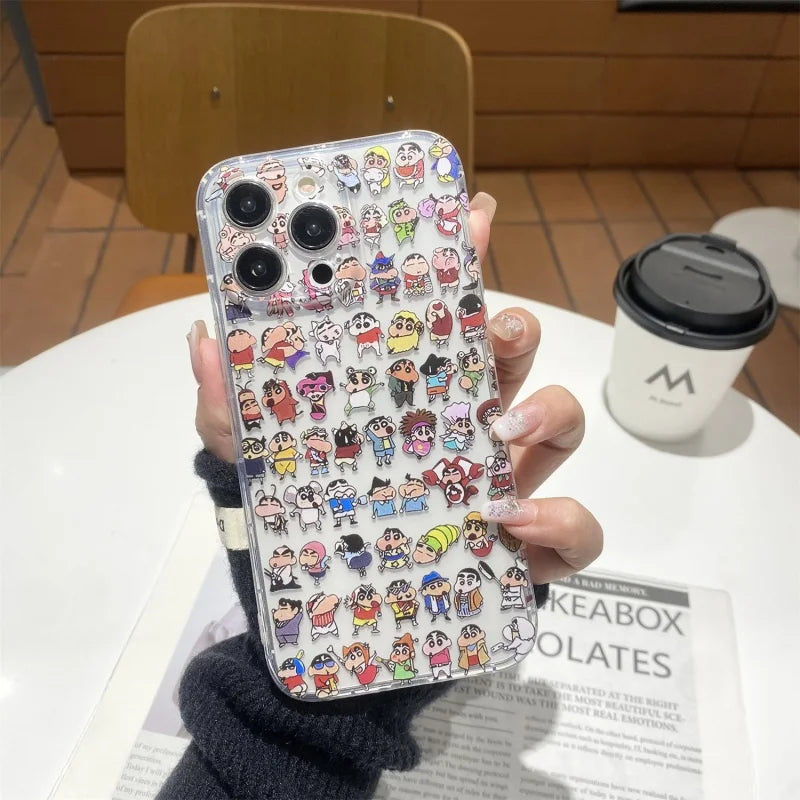 Funda para iPhone con diseño de crayón Shin-chan en 3D para el día a día.