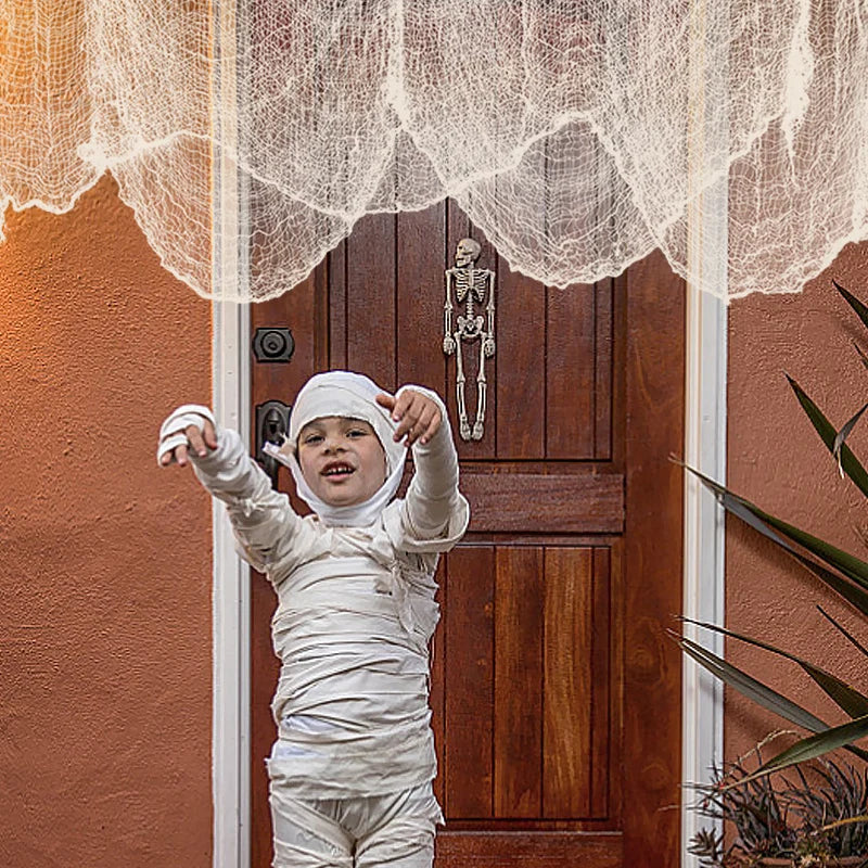 2M/4M Halloween Decorations Black Creepy Gauze Cloth Window Table Door Net Spooky Fancy Dress Party Haunted House Wall DIY Decor