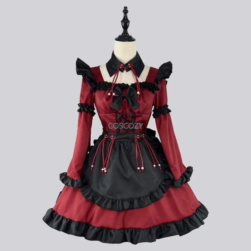 Halloween Gothic Maid Devil Cosplay Costumes Sweet Lolita Party Princess Dress Apron Headwear Neckwear Women Plus Size Cos
