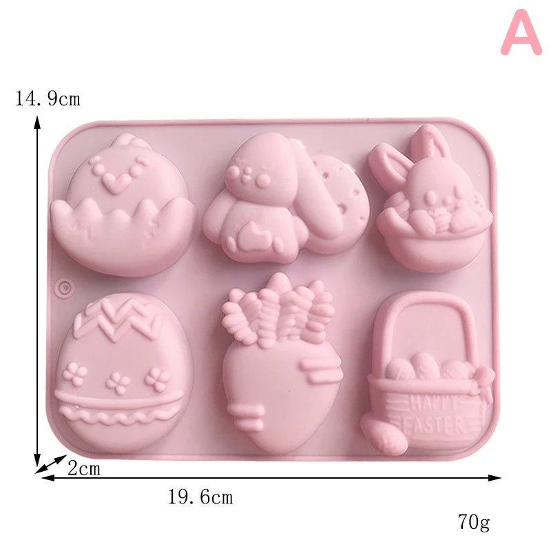1pc 2024 Easter Bunny Silicone Mold 3D Egg Chocolate Mould Jelly Pudding Cute Rabbit Shape Easter Party Cake Decorating Tool - Lootquake